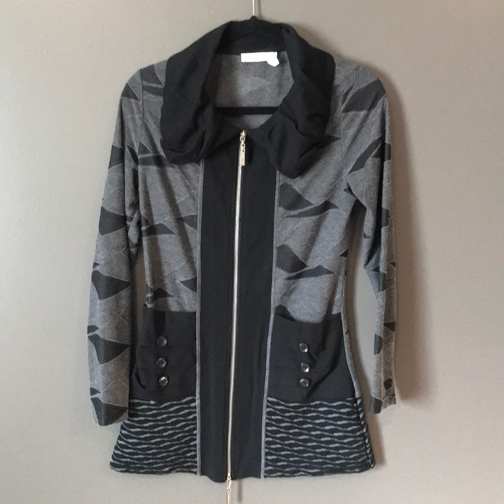 Dzhavael Black Jacket w/ Pockets and Neck Accent
